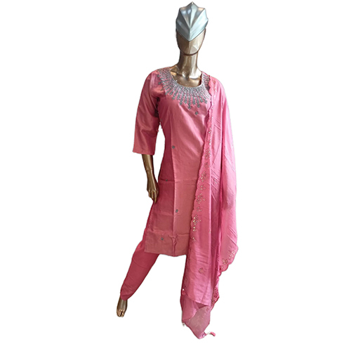 254 Kpdsh 3 Pcs Ladies Turmeric Shimmer Suit Set - Color: Pink