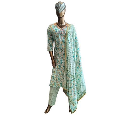 237 Kpdsh 3 Pcs Ladies Cotton Suit Set - Color: Green