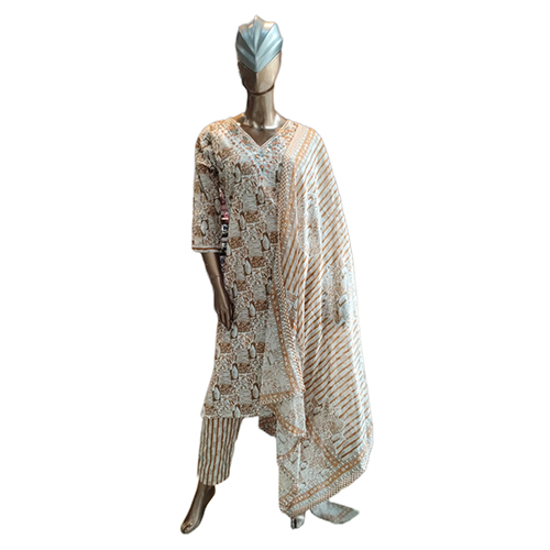 235 Kpdsh 3 Pcs Ladies Cotton Suit Set - Color: White
