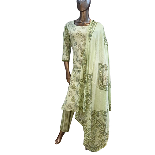 210 Kpdsh 3 Pcs Ladies Cotton Suit Set - Color: Green