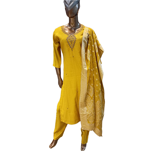 207 KPDSH 3 Pcs Ladies Roman Silk Suit Set
