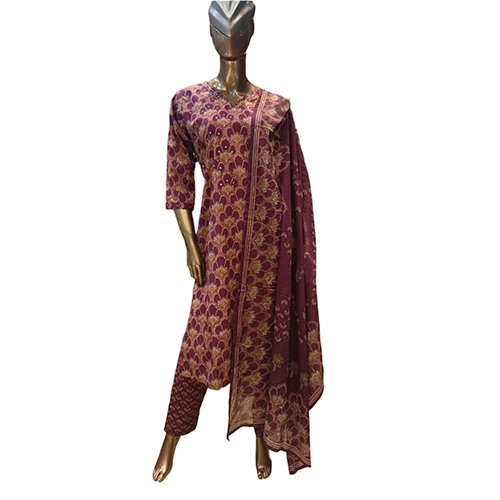 189 Kpdsh 3 Pcs Ladies Cotton Suit Set - Color: Red