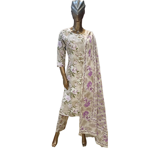 258 Pdsh Ladies 3 Pcs Cotton Suit Set - Color: As Per Requirment