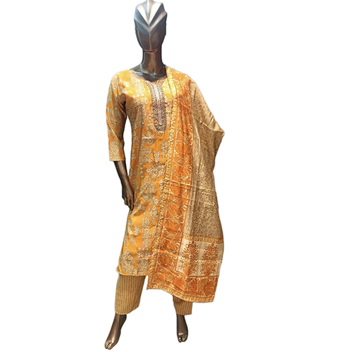 0124 KPDSH Ladies 3 Pcs Royal Chanderi Kurti Set