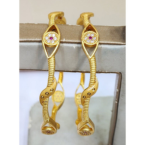 Gold Plated Fancy Bangles - Color: Golden
