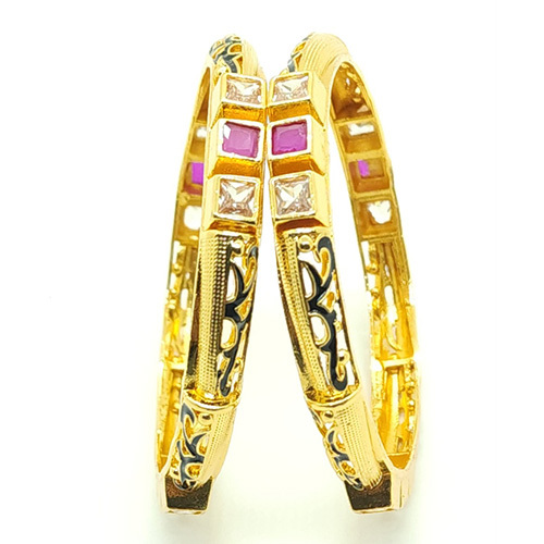 Gold Plated Beautiful Bangles - Color: Golden