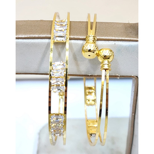 Brass Gold Plated Bangle Set - Color: Golden