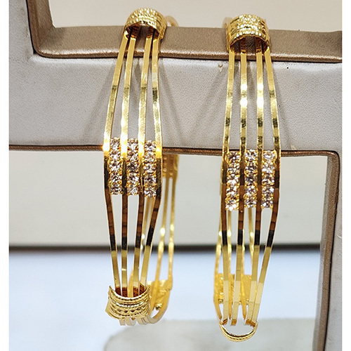 Gold Plated Brass Stone Types Bangles - Color: Golden