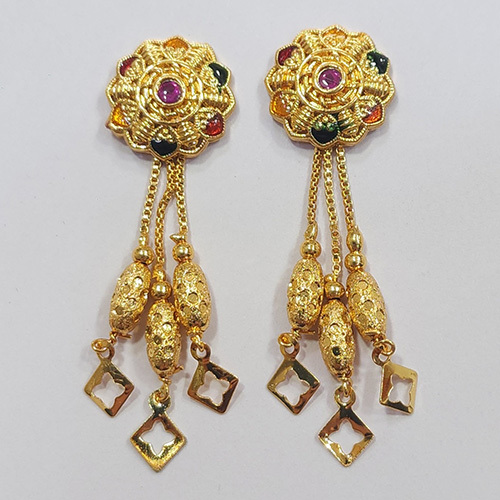 Gold Plated Latkan Tops Design Imitation Earrings