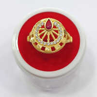 Gold Plated Ruby Adjustable Imitation Ring - Color: Golden