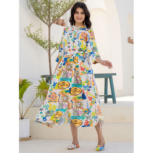 Multi Printed Shirt Midi Dress