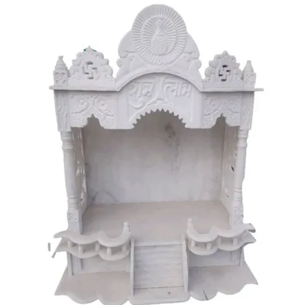 Lovely Makrana Carved Marble Mandir - Color: White