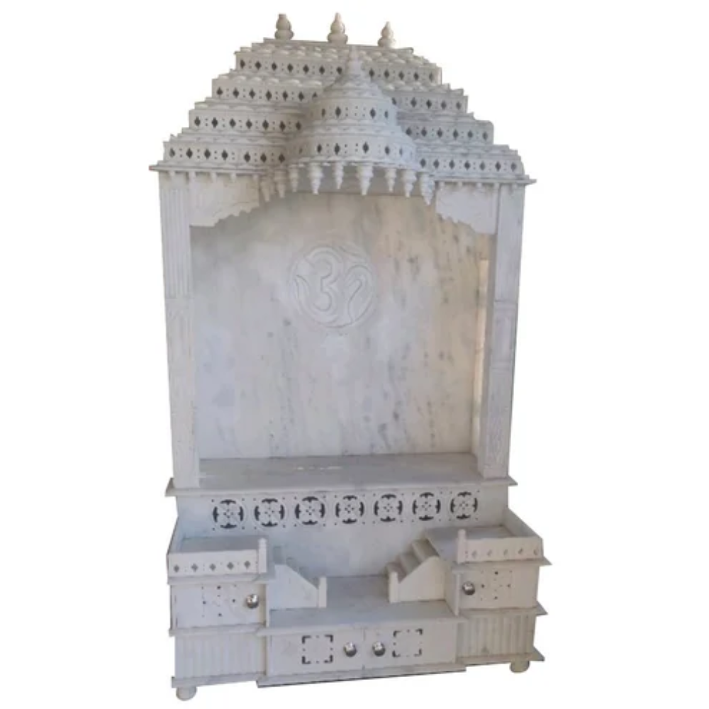 Carved Pure White Marble Temple