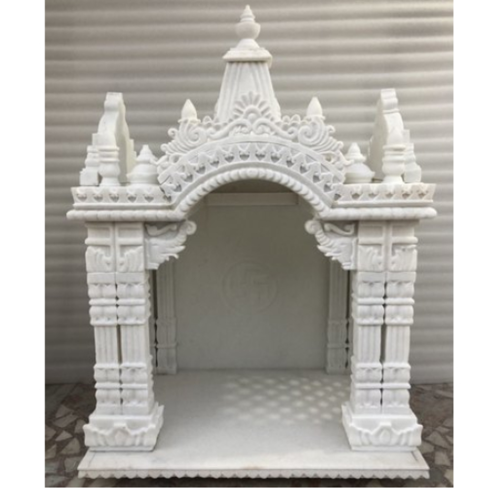 Hand Carved White Marble Pooja Temple
