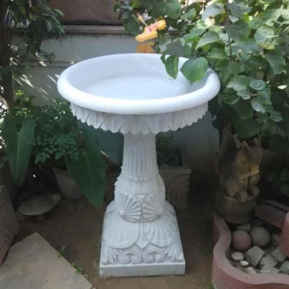 White Marble Bird Bath