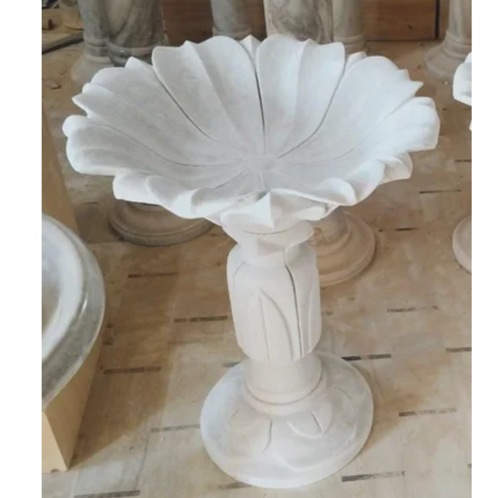 White Marble Bird Bath