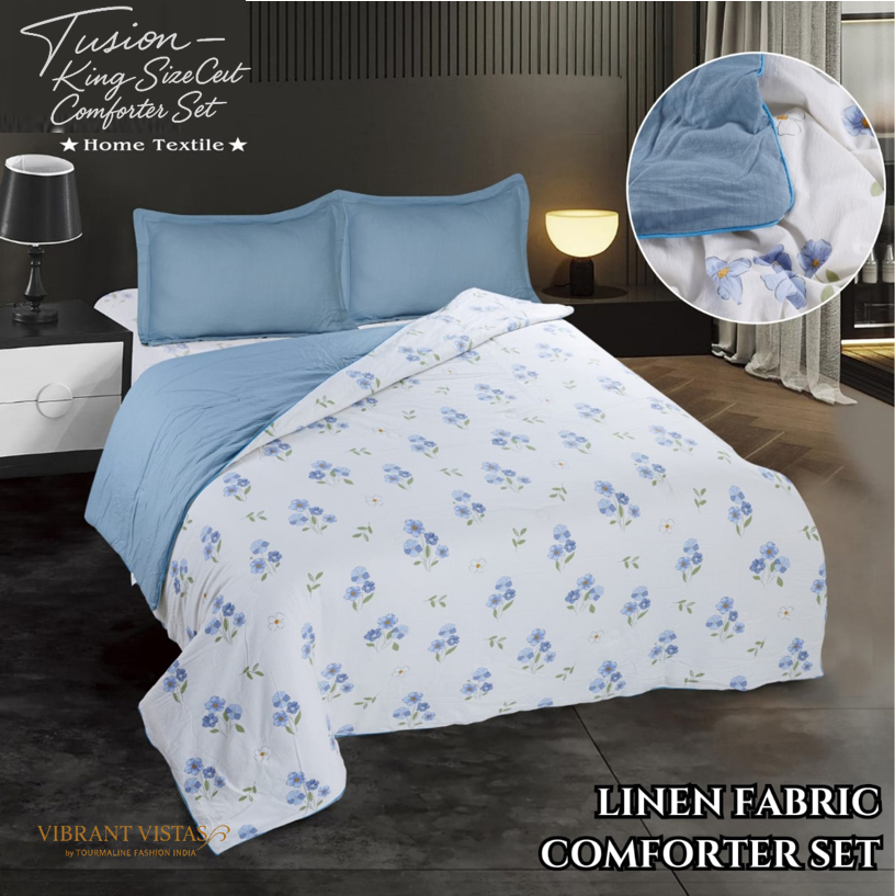COMFORTER SET KING (108 x 108) SIZE Linen FABRIC - TUSION