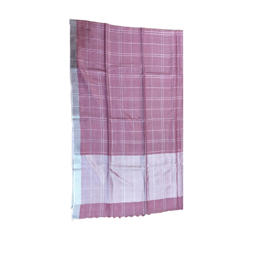 Ladies Check Print Linen Saree - Color: Multicolor