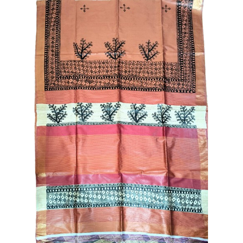 Ladies Hand Printed Silk Saree