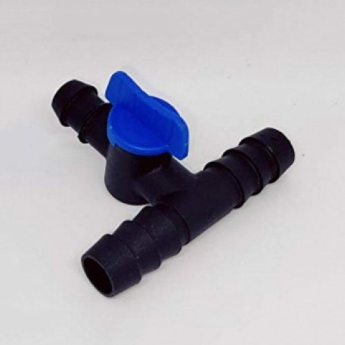 Tee Barbed Connector With Valve 16 mm