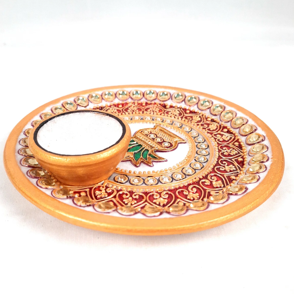 White Marble Pooja Thali