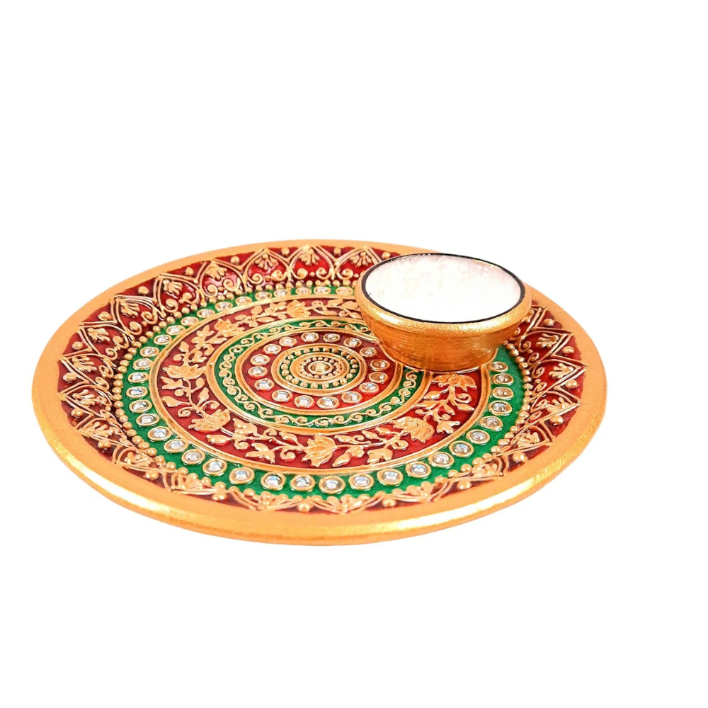 White Marble Pooja Thali