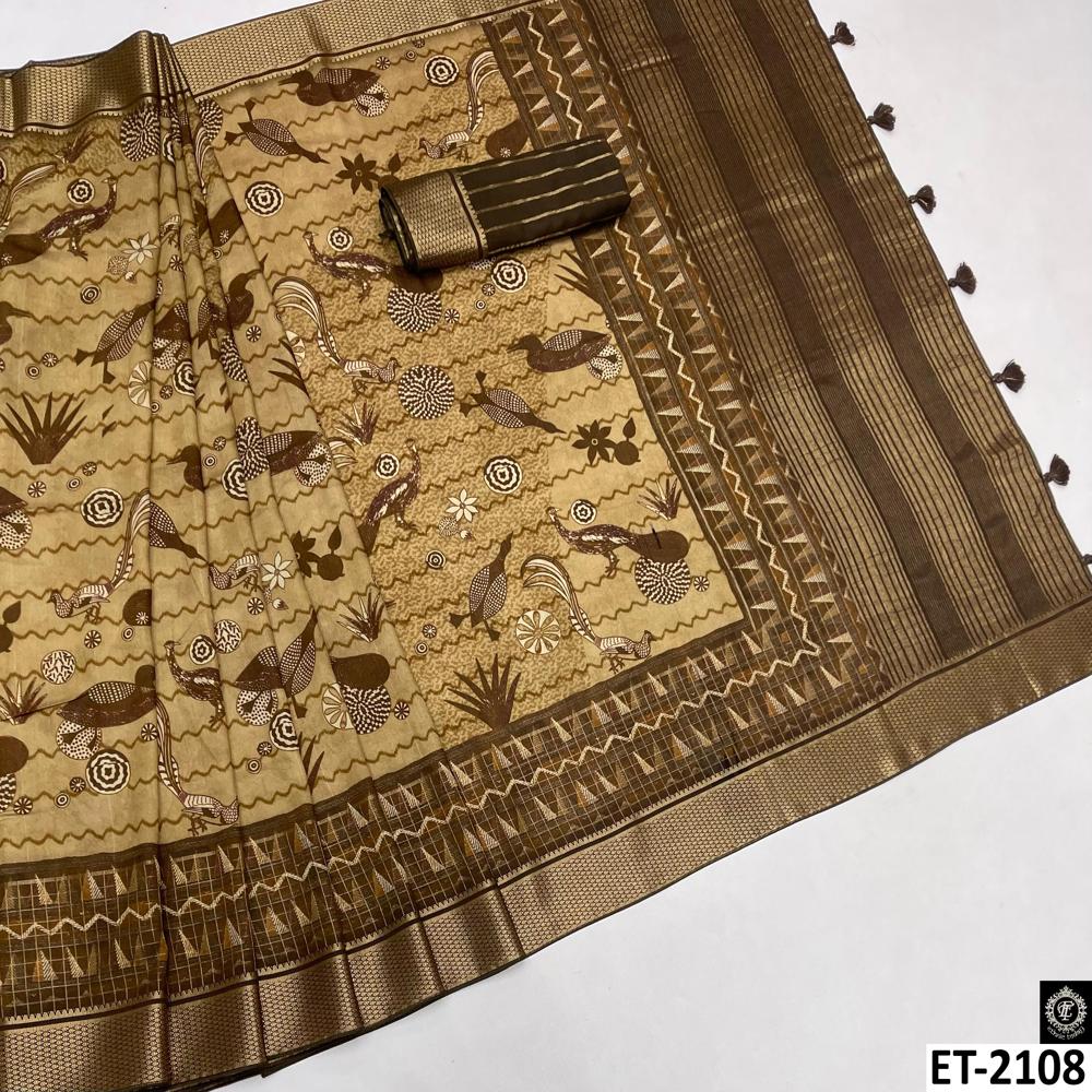 DIGITAL PRINTED COTTON BLEND SAREE