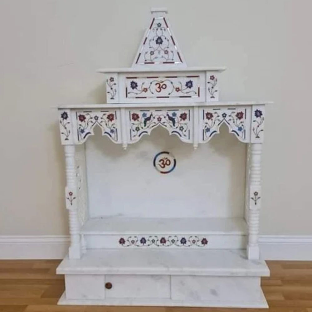Makrana white marble inlay temple