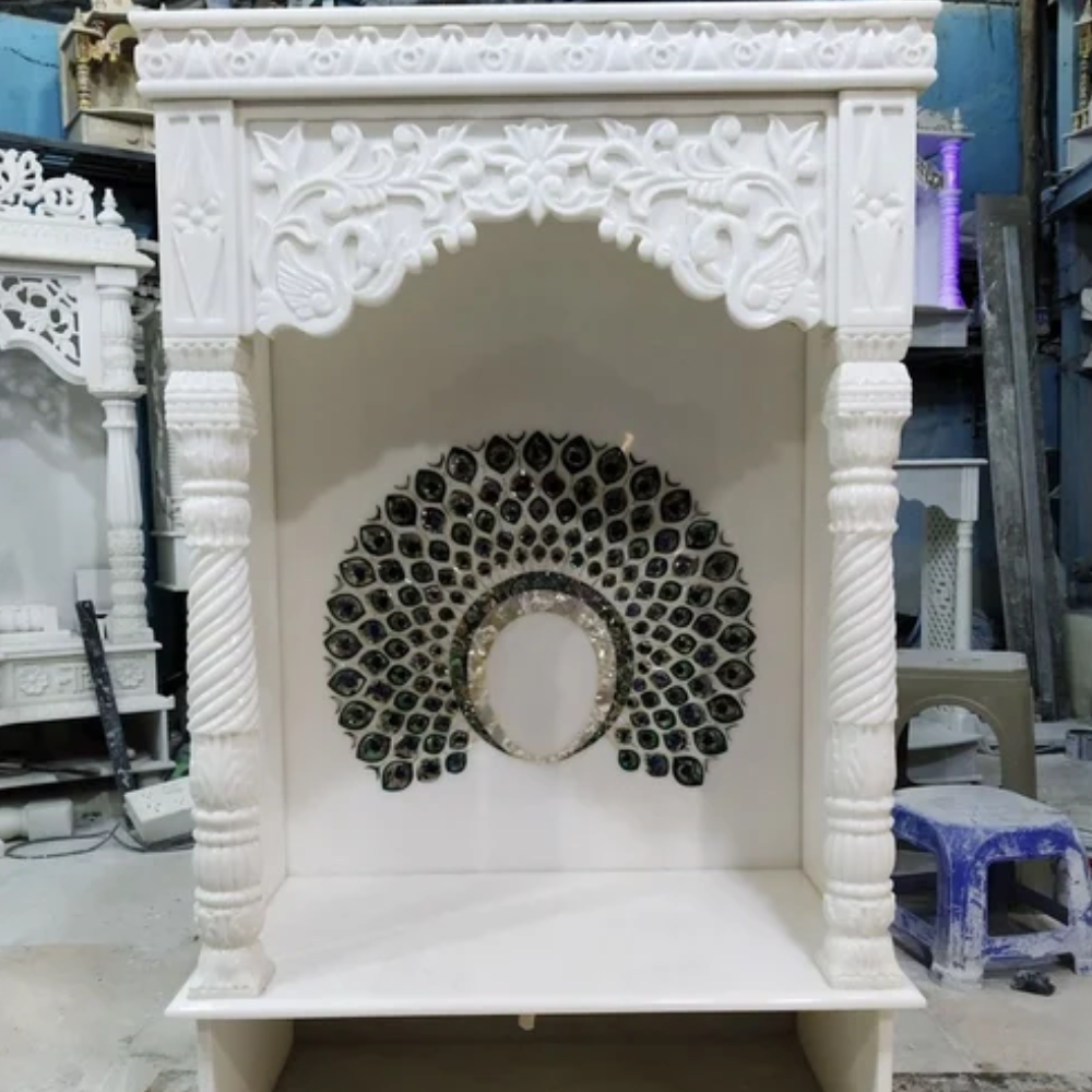 Makrana white marble inlay temple