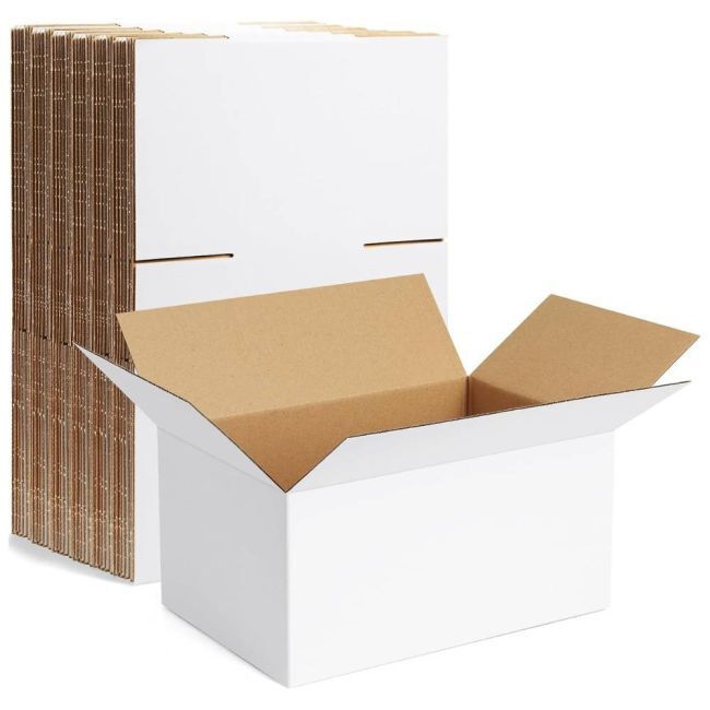 White Corrugated Box - E-flute Kraft, Variable Size, Plain White With Inside Print , Ideal For Subscription Boxes, Fashion Brands, And Pr Kits