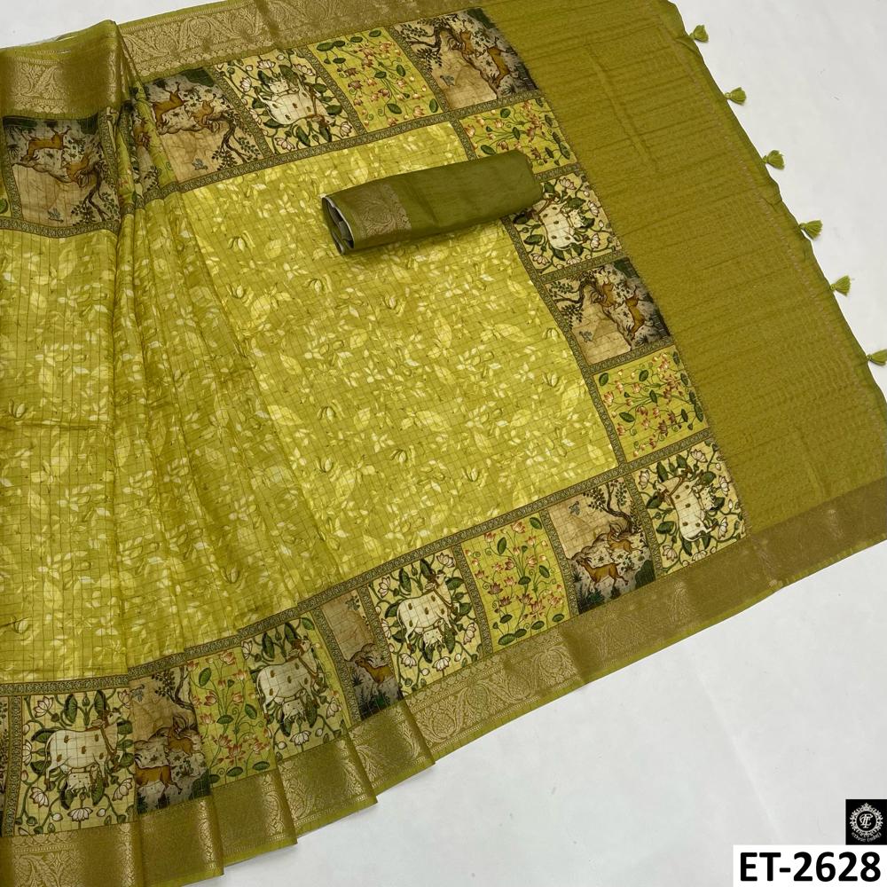 Trending Par-rot Green Saree