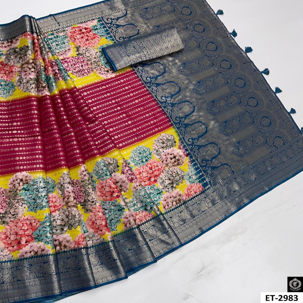 Red Center Floral Saree