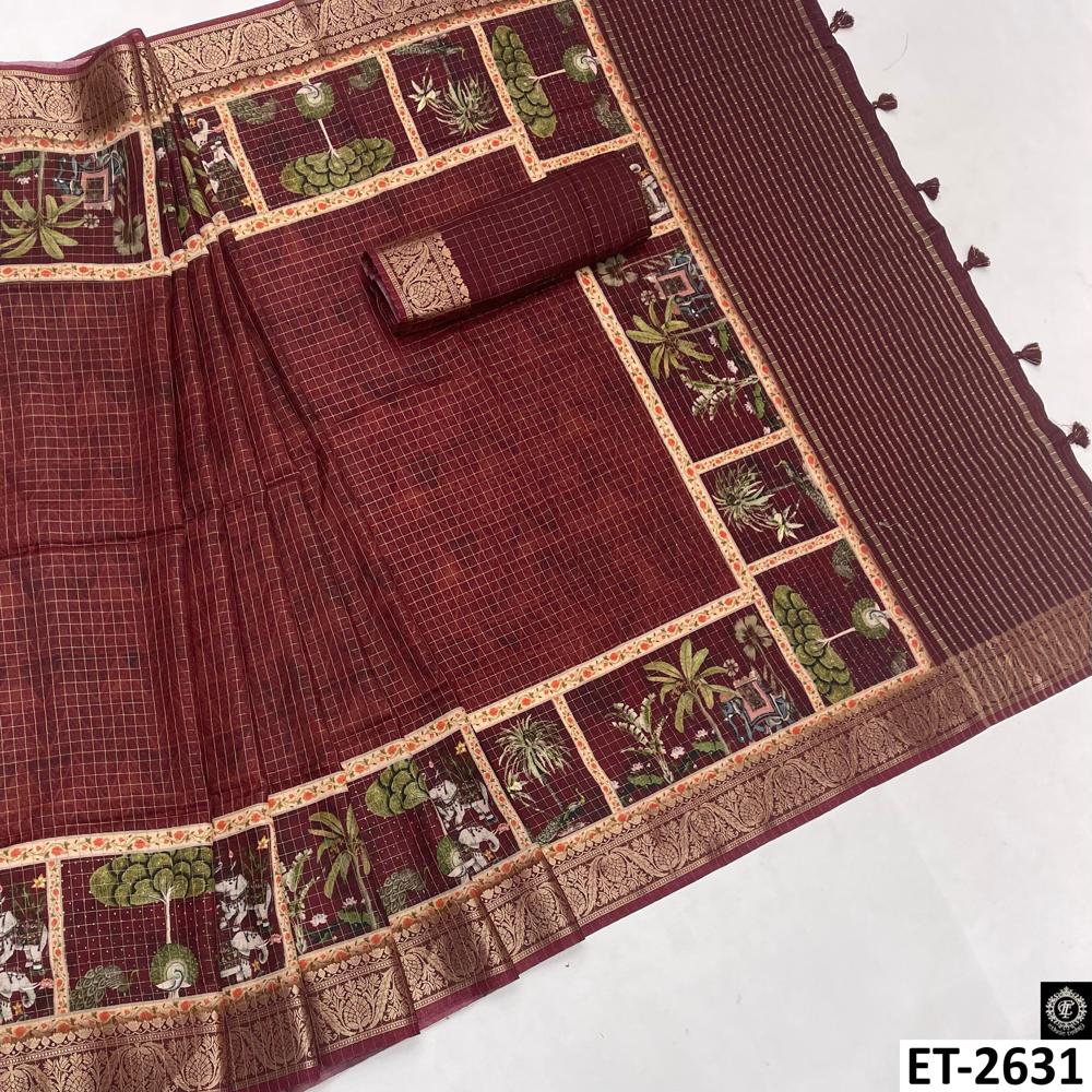 CHEX ZARI WOVEN SAREE