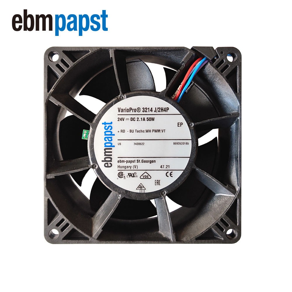 ebmpapst 3214J/2H4P 24V DC 50W 92*92*38mm 13000RPM 165CFM Ball Bearing Cabinet Chassis Inverter Axial Cooling Fan