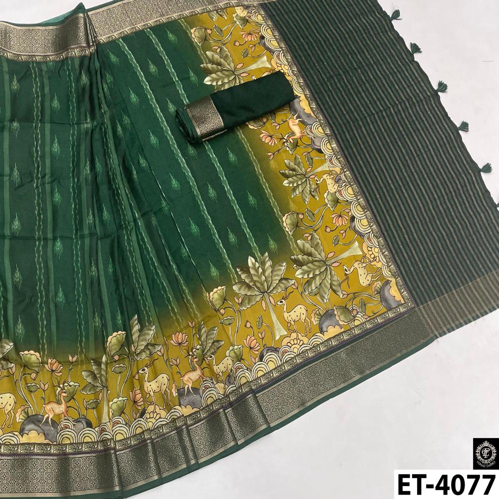 GREEN PRINTED SAREE