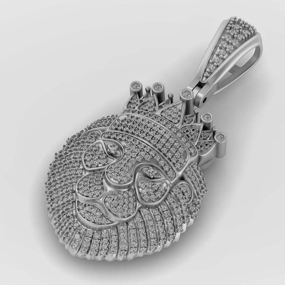 14KT Gold Hanuman Face Pendant with 4.50 Ct Lab-Grown Diamonds