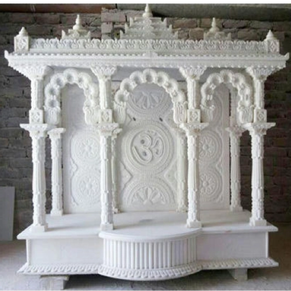 Carved Inlay White Marble Temple - Hardness: High
