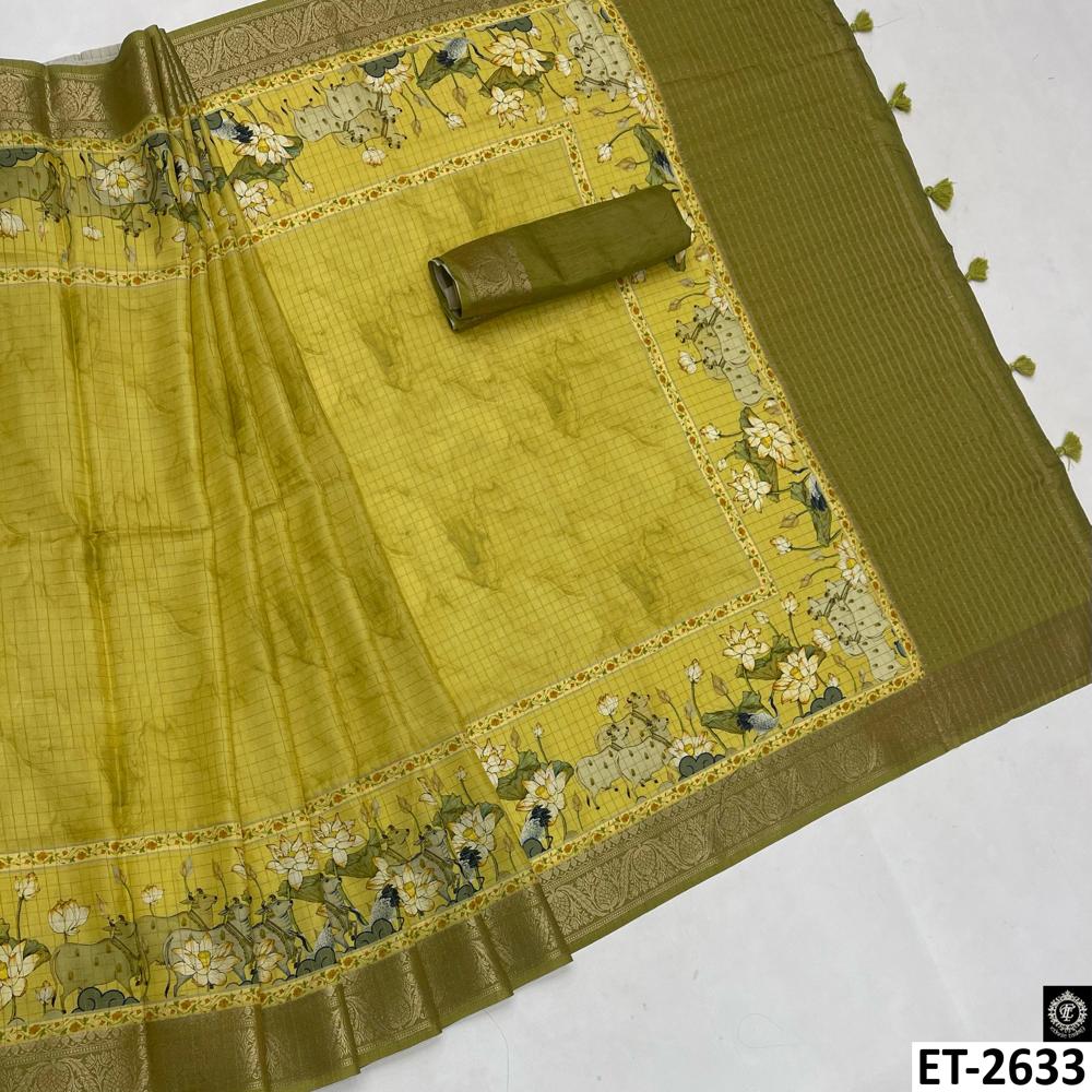 YELLOW DIGITAL PRINTED SAREE