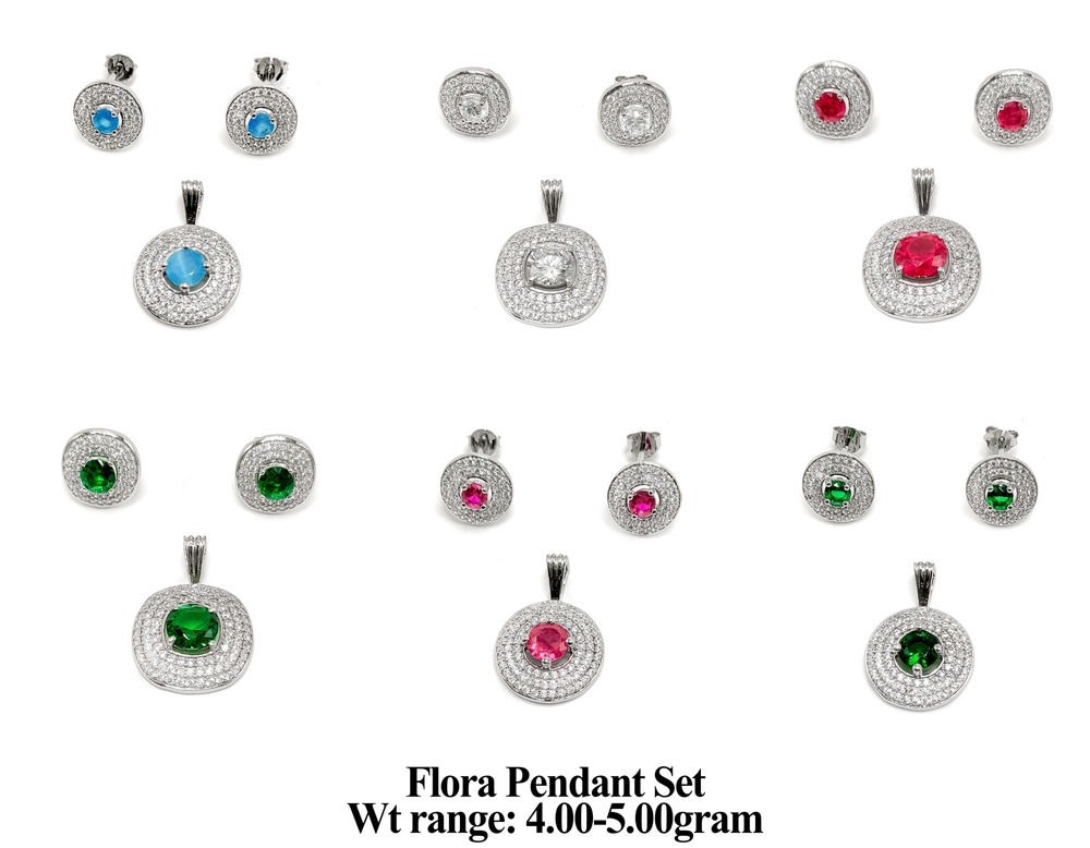 92.5 Silver Flora Pendant Set