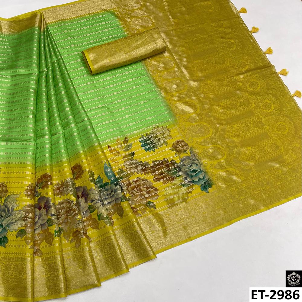 Traditional Green-Yellow Saree