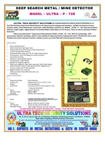 Re-p-72 E Deep Search Metal Detector - Frequency: 50-60 Hertz (Hz)