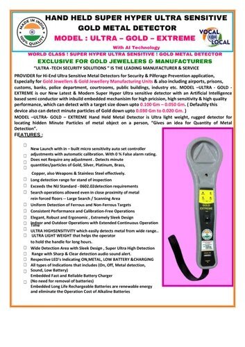 Metal Detector - Ultra Gold Extreme - Application: Industrial