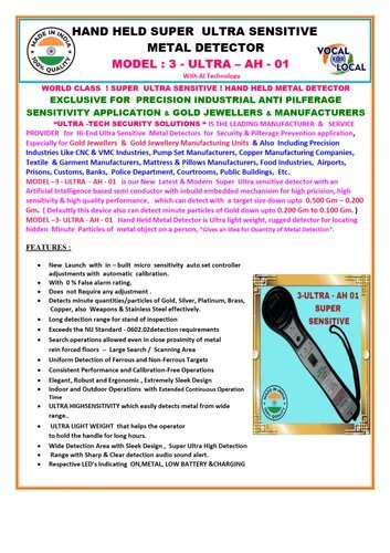 3 ULTRA AH 01 Metal Detector
