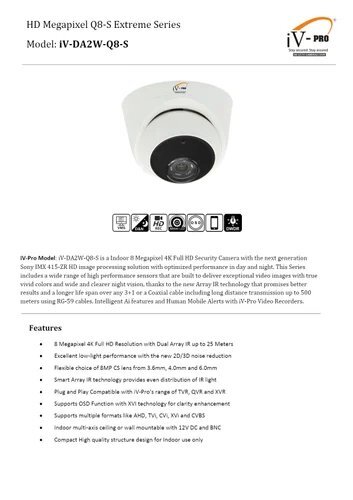 8 MP HD Dome Camera - Iv-Da2w-Q8-S