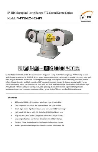 IV-PTZMLZ-45X-IP4 Long Range Military Grade Ptz Camera