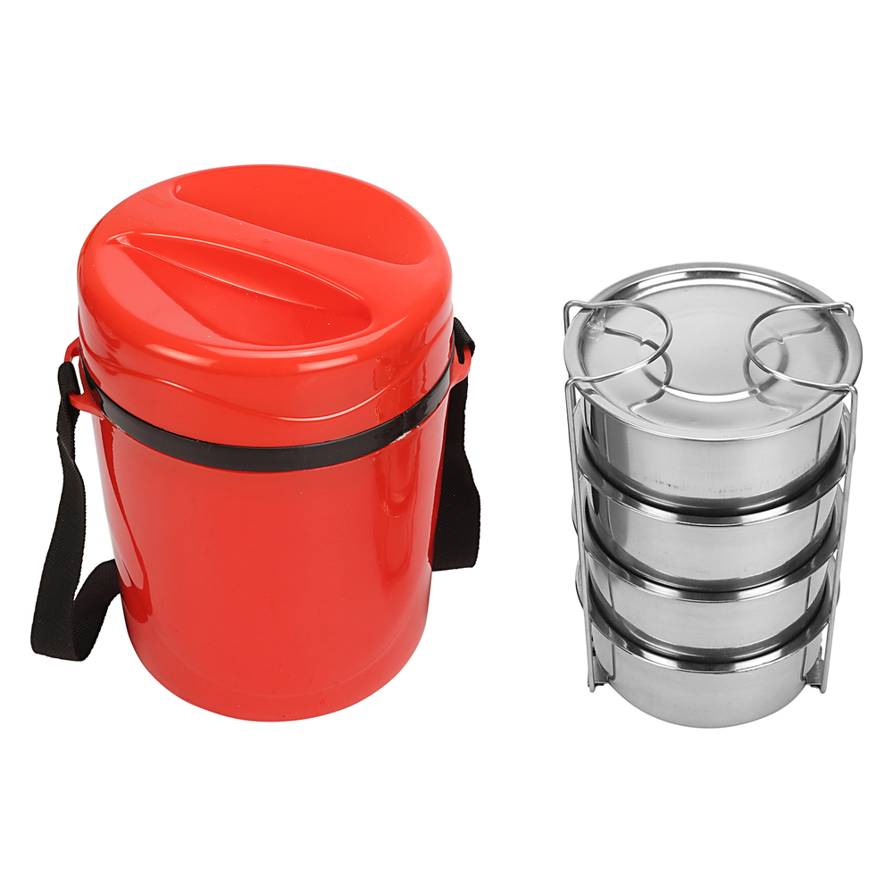 Stainless Seel Insulated 4 Tier Lunch Box, 300 Ml - Color: Multi