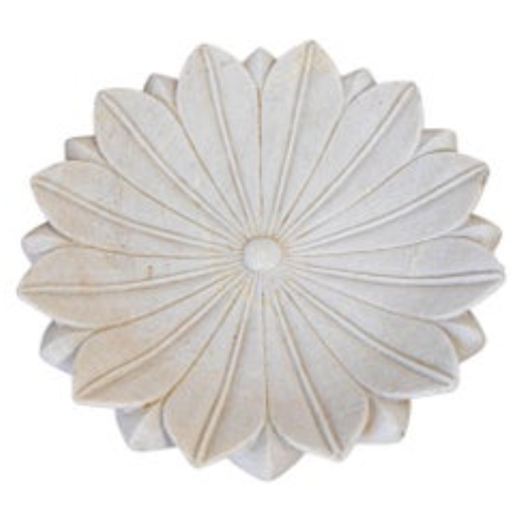 Carved White Marble Decorative Bowl