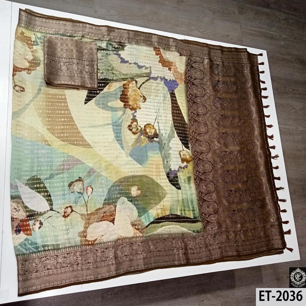 Abstract Brocade Saree - Color: Multi Color