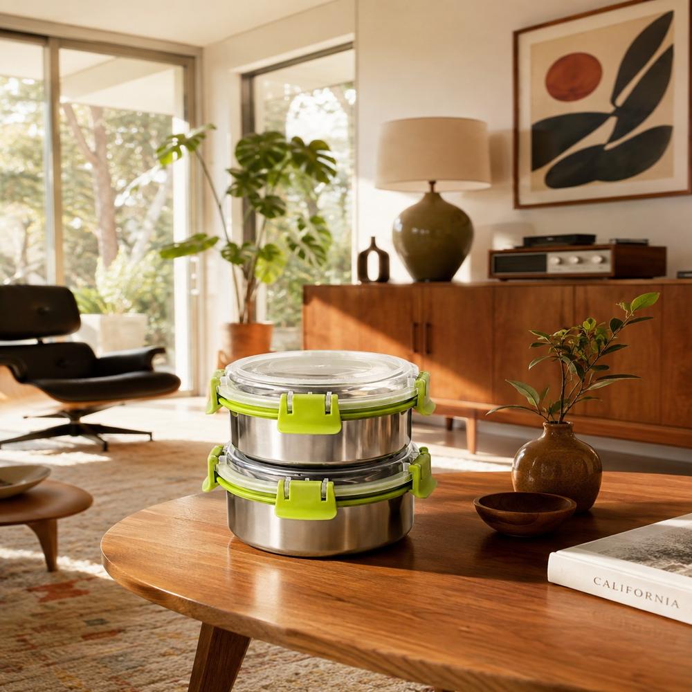 Leak Proof Stainless Steel Lunch Box 300 Ml - Color: Silver