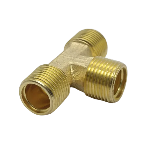 Brass 3 Way Tee - Color: Golden